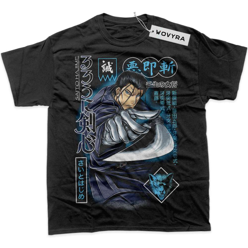 Black WOVYRA Saito Hajime Rurouni Kenshin Blue Frame Classic Tee