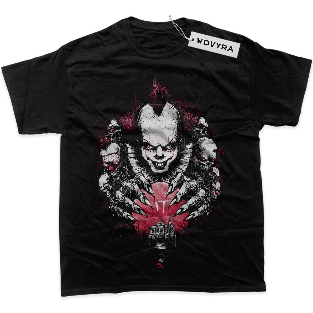 Black WOVYRA Pennywise IT Red Balloon Collage Classic Tee