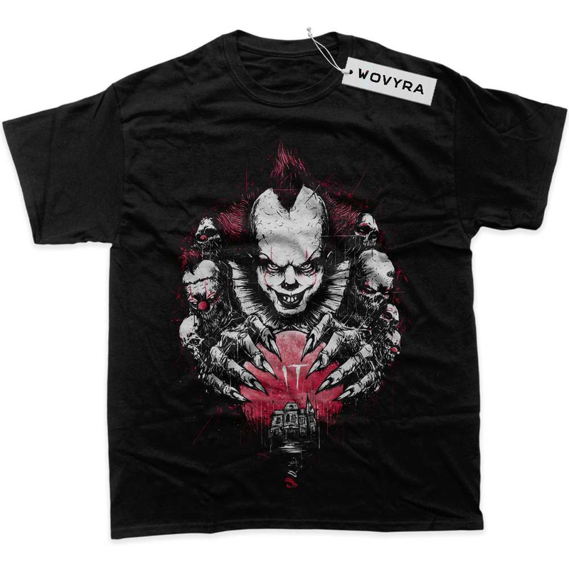 Black WOVYRA Pennywise IT Red Balloon Collage Classic Tee