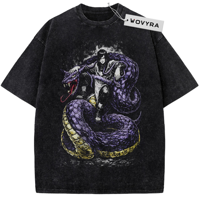 Vintage T-shirt featuring Orochimaru wrapped in a large purple snake illustration