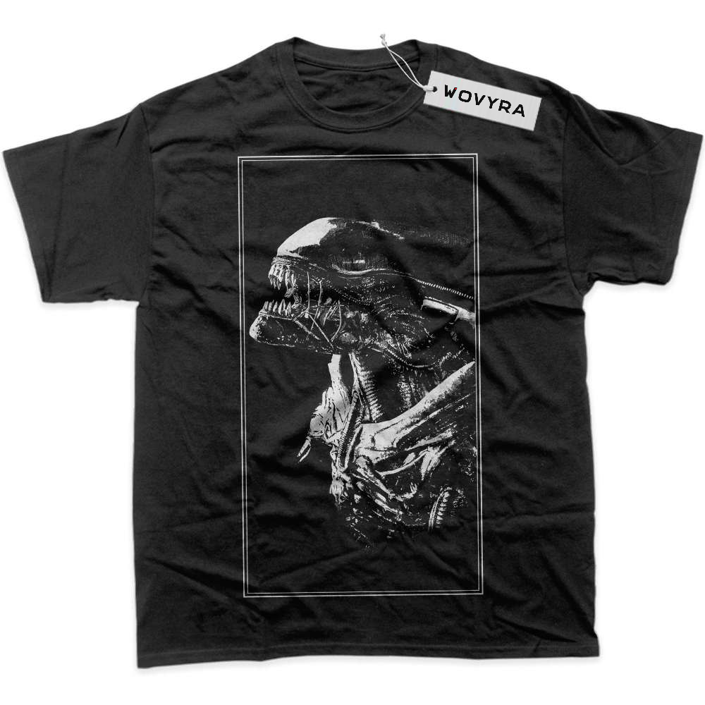 Black WOVYRA Xenomorph Framed Profile Classic Tee